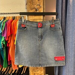Bum Equipment Denim Skirt with Red Accents